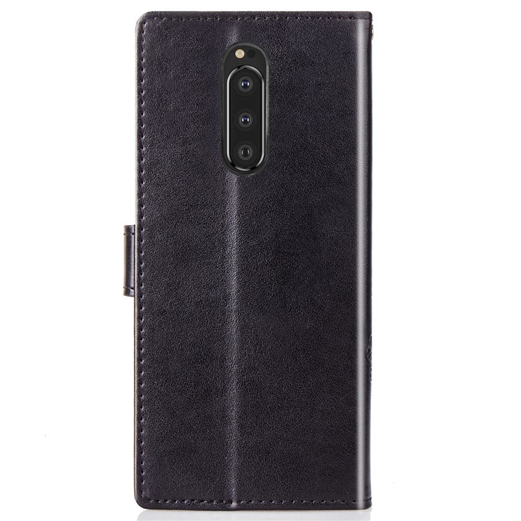 HAT PRINCE Imprinted Clover Leather Stand Wallet Cover for Sony Xperia 1 - Black-3