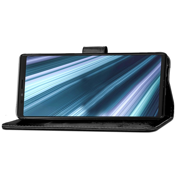 HAT PRINCE Imprinted Clover Leather Stand Wallet Cover for Sony Xperia 1 - Black-5