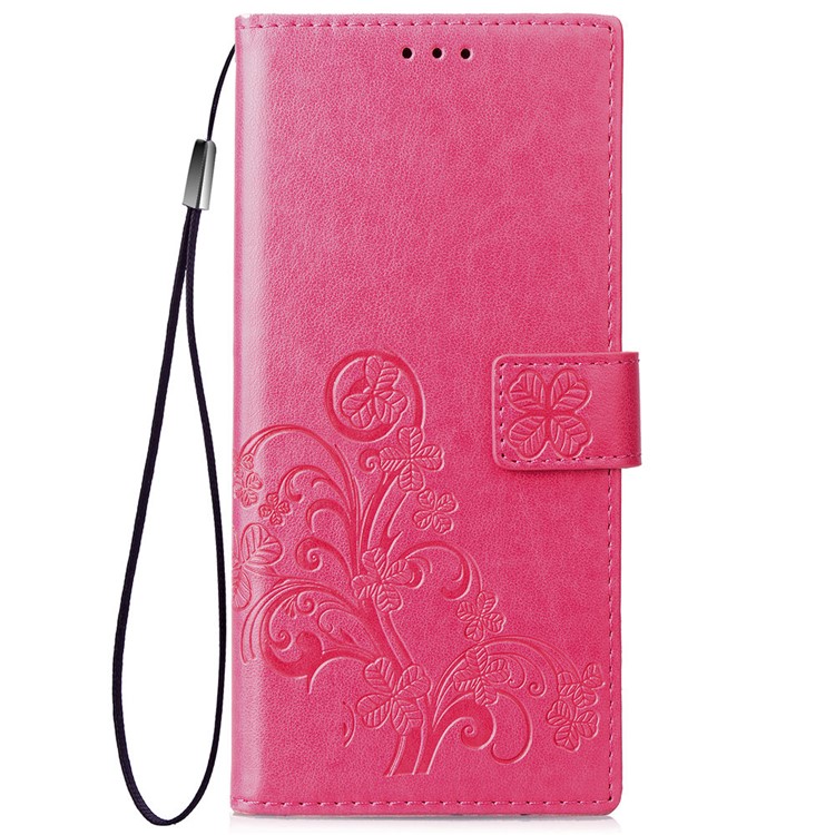 HAT PRINCE Imprinted Clover Leather Stand Wallet Cover for Sony Xperia 1 - Rose-2