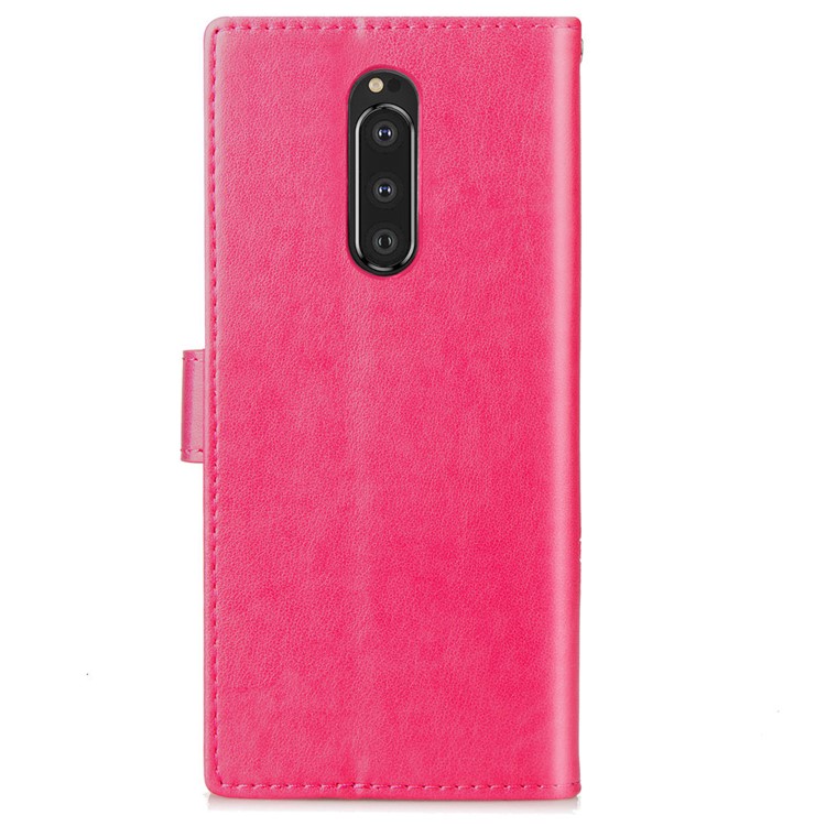 HAT PRINCE Imprinted Clover Leather Stand Wallet Cover for Sony Xperia 1 - Rose-3