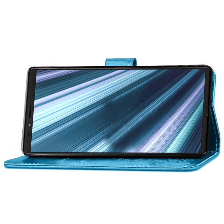 HAT PRINCE Con Soporte De Piel De Trébol Estampada Funda Billetera Para Sony Xperia 1 - Azul-5