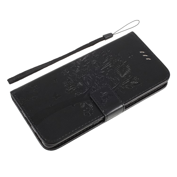 Imprint Cat and Tree Pattern Leather Wallet Case for Sony Xperia L3 - Black-10