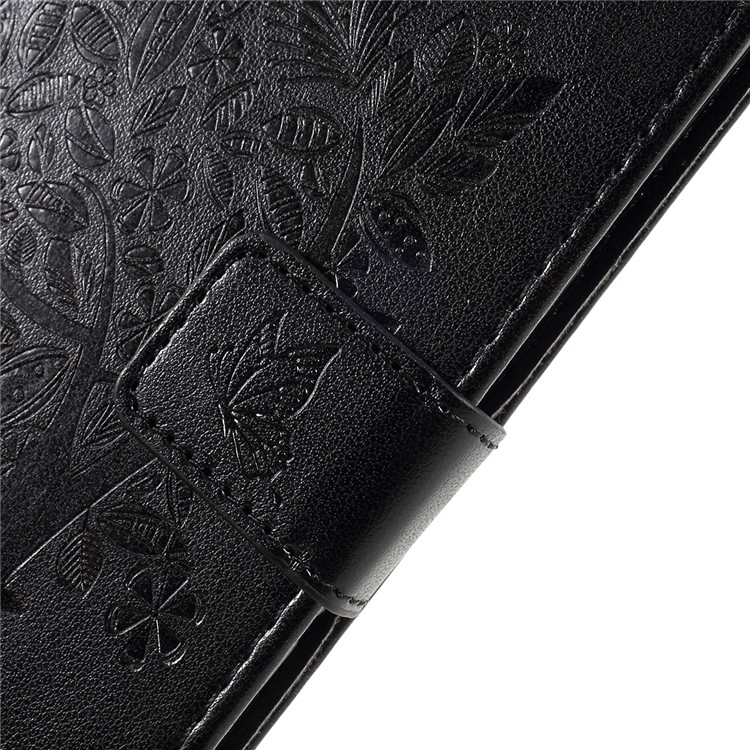 Imprint Cat and Tree Pattern Leather Wallet Case for Sony Xperia L3 - Black-6