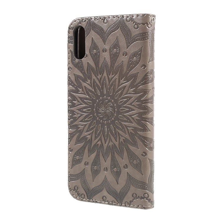 Imprint Sunflower Wallet Leather Stand Case for Sony Xperia L3 - Grey-2