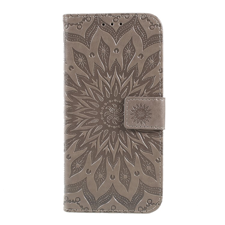 Imprint Sunflower Wallet Leather Stand Case for Sony Xperia L3 - Grey-3