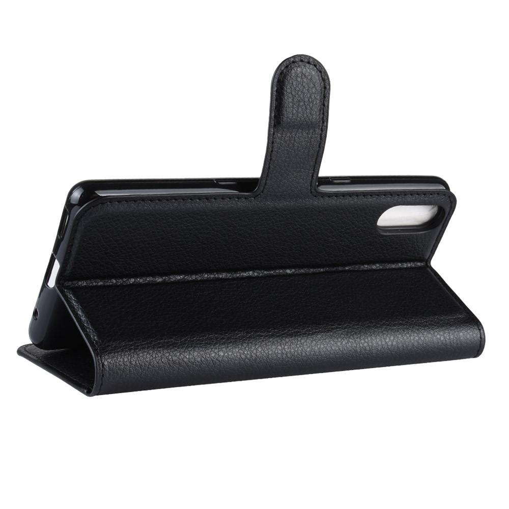 Pour Sony Xperia L3 Étui De Protection Portefeuille En Cuir PU Peau De Litchi - Noir-6