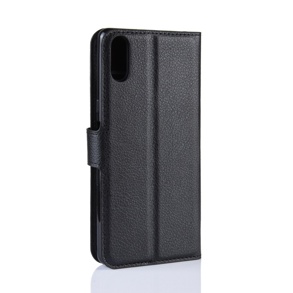 Pour Sony Xperia L3 Étui De Protection Portefeuille En Cuir PU Peau De Litchi - Noir-7