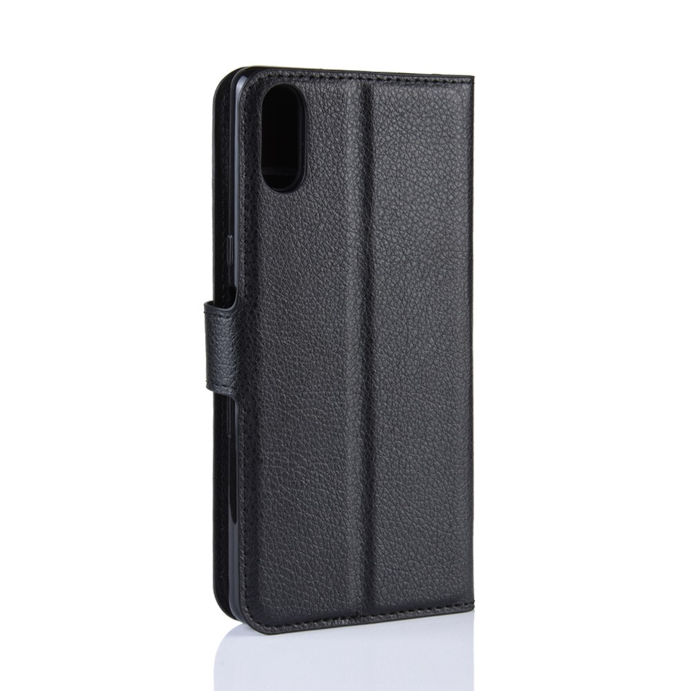 Pour Sony Xperia L3 Litchi Skin PU PU le Cuir Portefeuille Case de Protection - le Noir