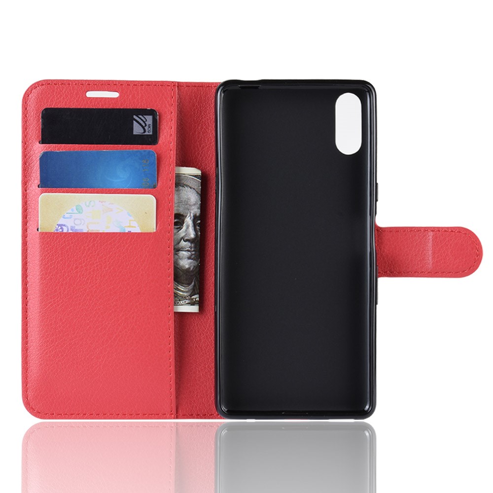 For Sony Xperia L3 Litchi Skin PU Leather Wallet Protection Case - Red-3