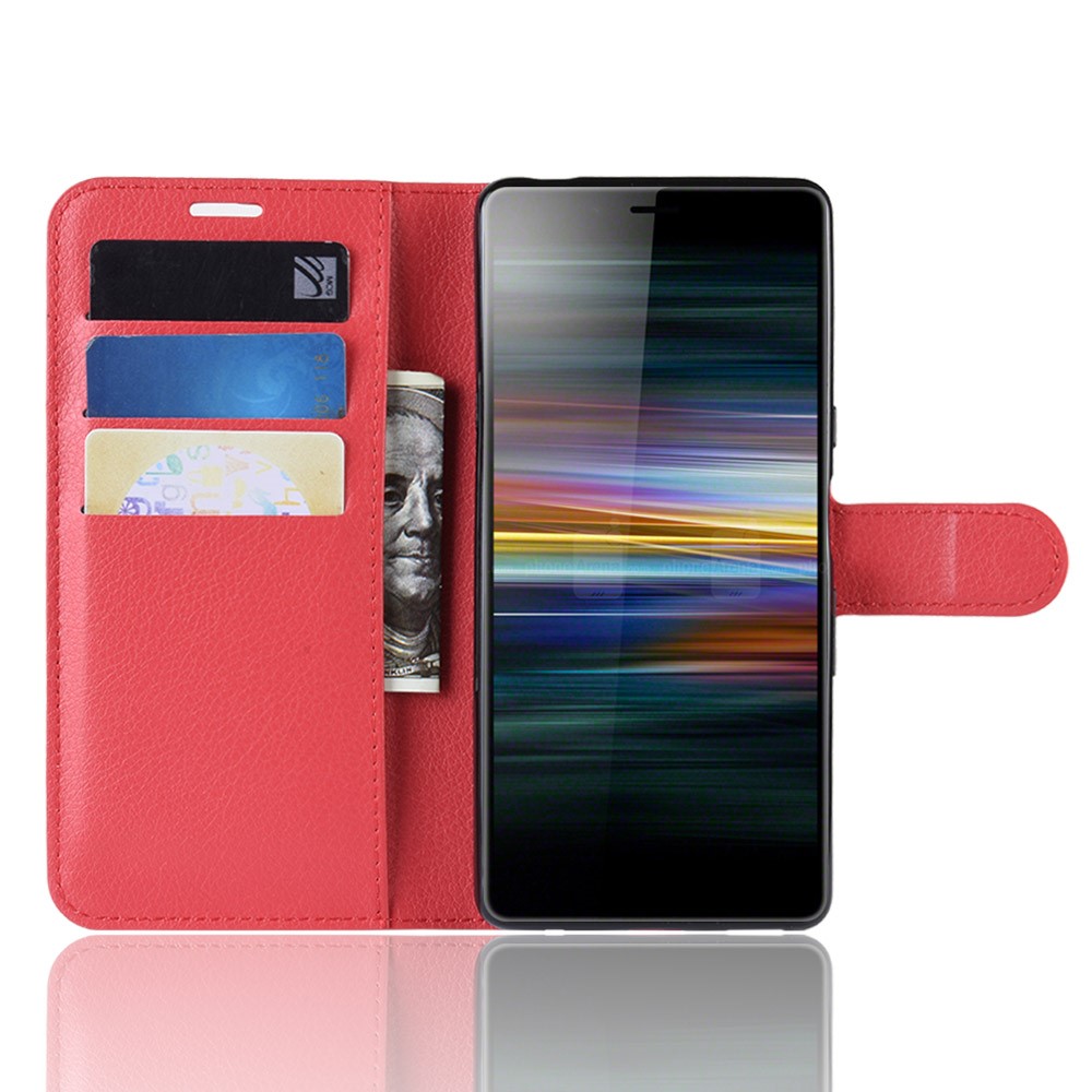 For Sony Xperia L3 Litchi Skin PU Leather Wallet Protection Case - Red-4