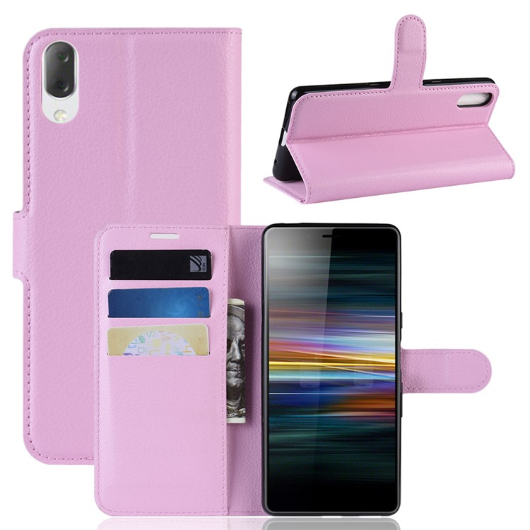 For Sony Xperia L3 Litchi Skin PU Leather Wallet Protection Case - Pink-1