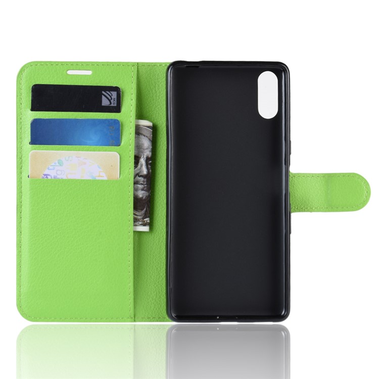 For Sony Xperia L3 Litchi Skin PU Leather Wallet Protection Case - Green-3