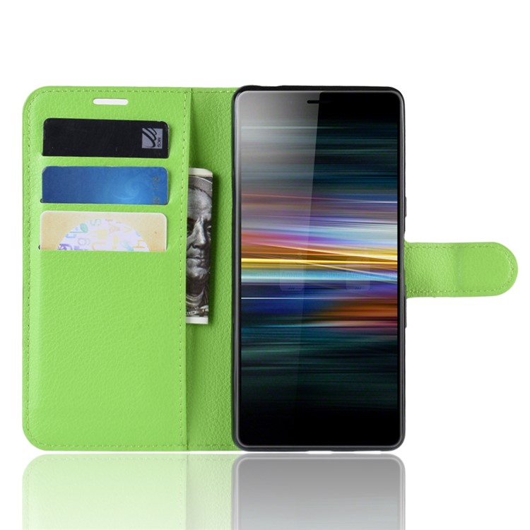 For Sony Xperia L3 Litchi Skin PU Leather Wallet Protection Case - Green-4