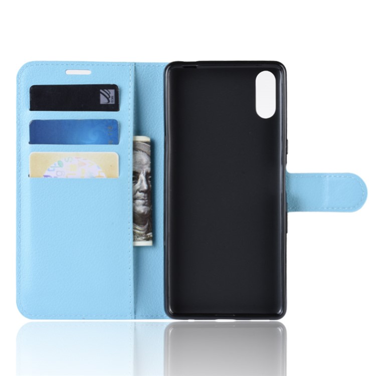 For Sony Xperia L3 Litchi Skin PU Leather Wallet Protection Case - Blue-3