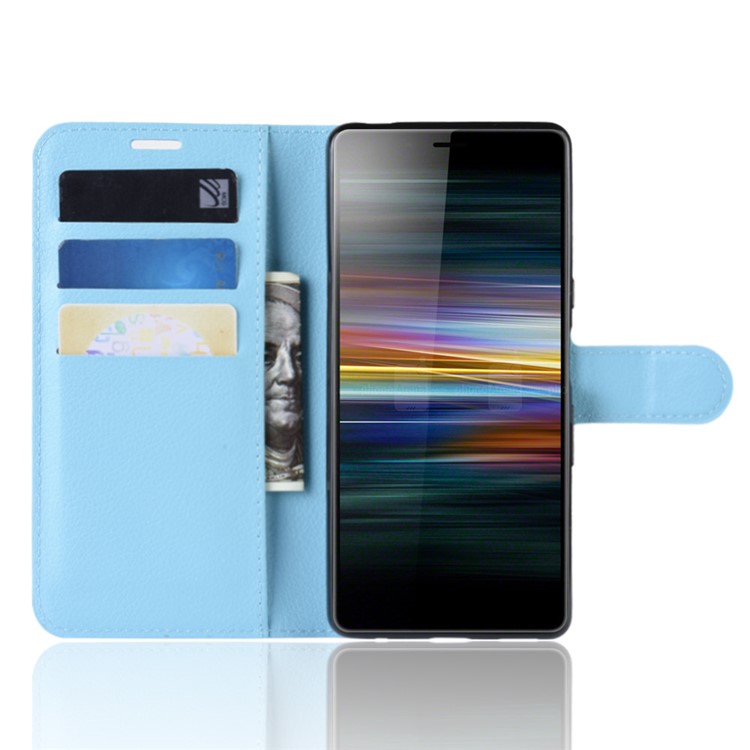For Sony Xperia L3 Litchi Skin PU Leather Wallet Protection Case - Blue-4