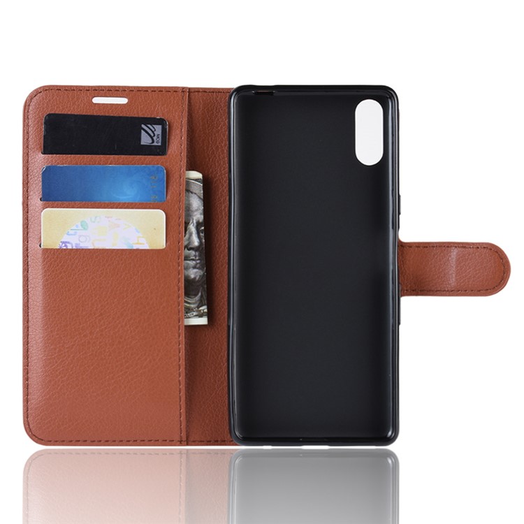 For Sony Xperia L3 Litchi Skin PU Leather Wallet Protection Case - Brown-3