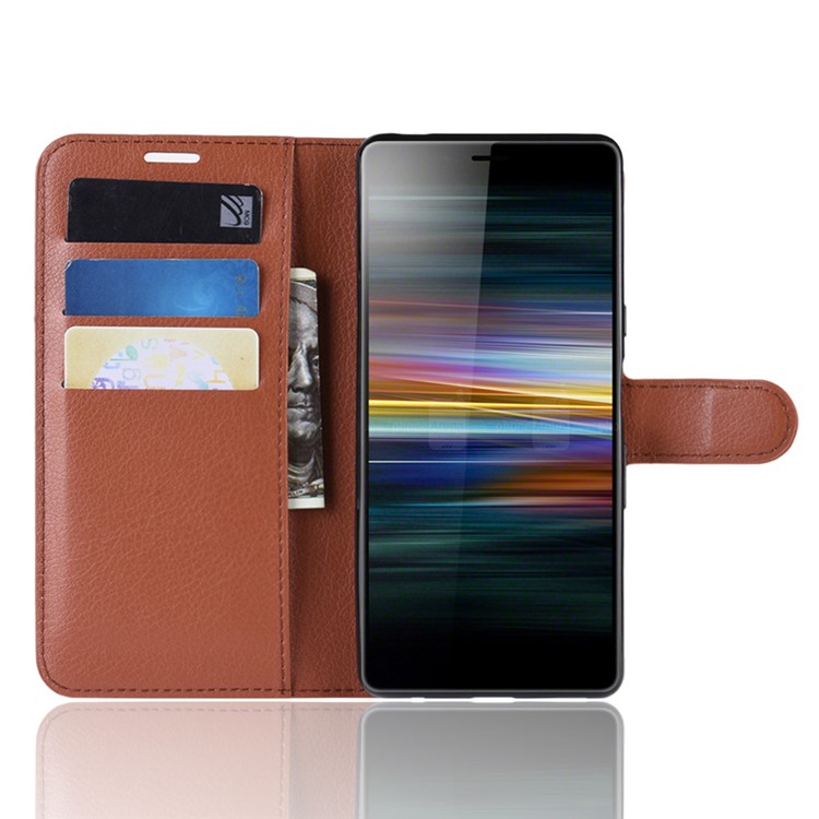 For Sony Xperia L3 Litchi Skin PU Leather Wallet Protection Case - Brown-4