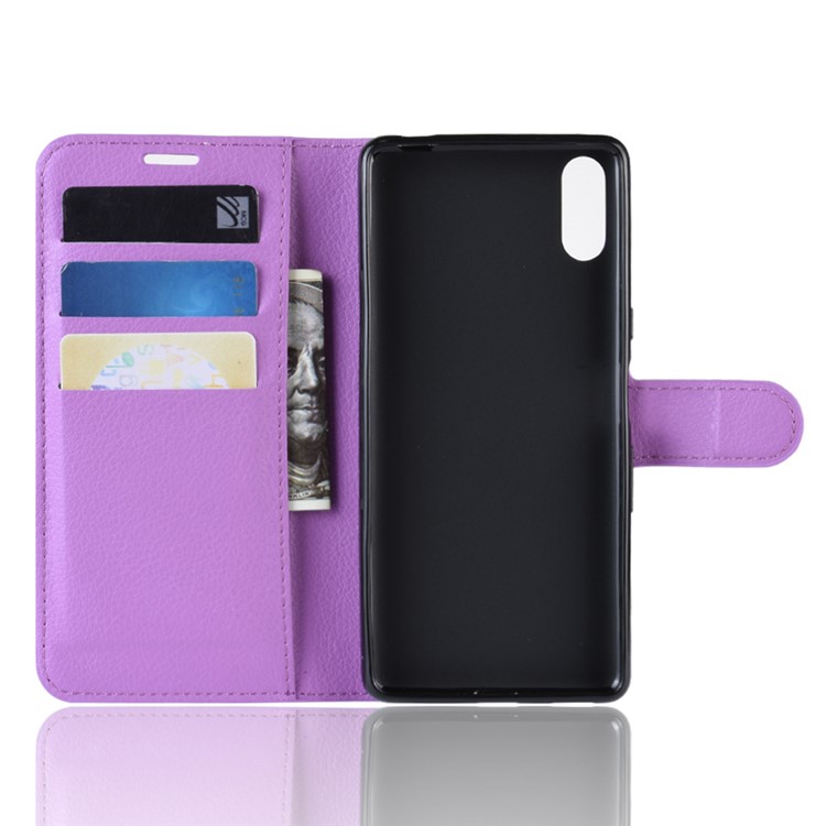 For Sony Xperia L3 Litchi Skin PU Leather Wallet Protection Case - Purple-3