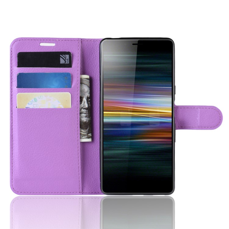 For Sony Xperia L3 Litchi Skin PU Leather Wallet Protection Case - Purple-4