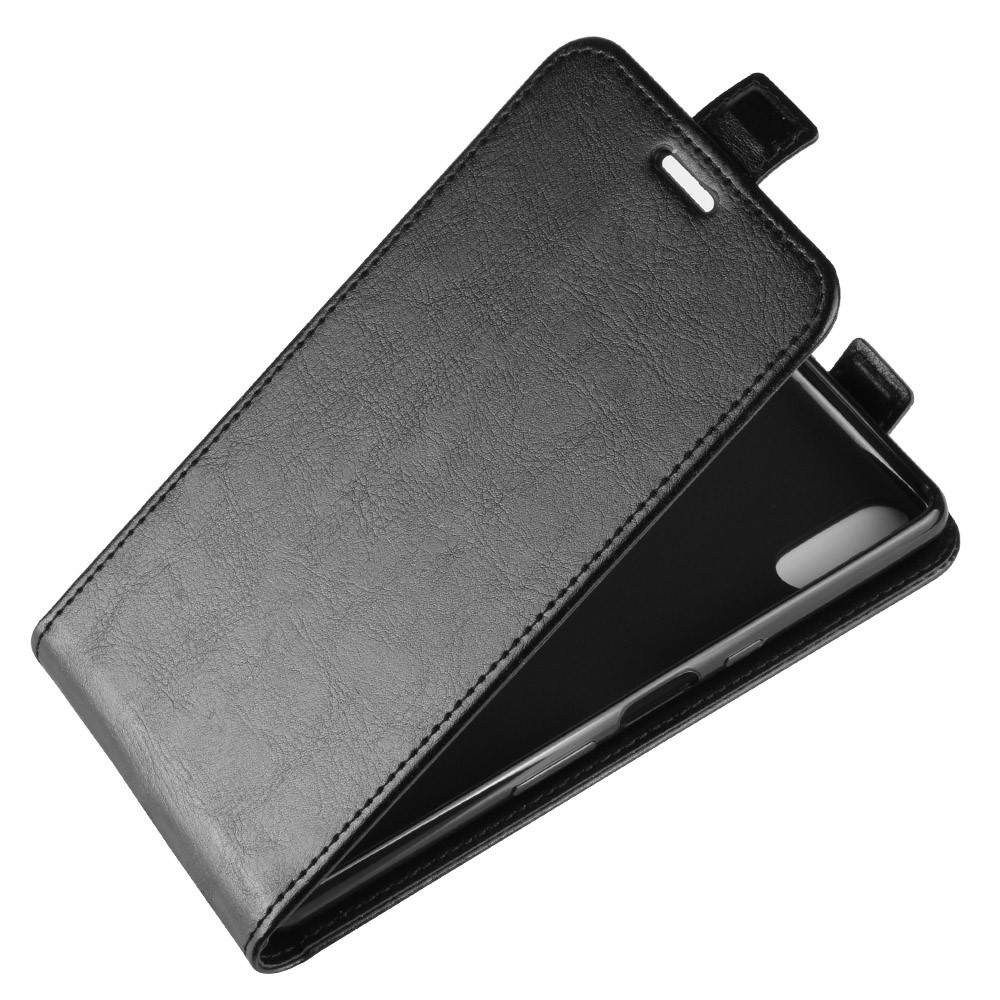 Caso De Suporte De Cartão De Couro Vertical De Cavalo Louco Para Sony Xperia L3 - Preto-4
