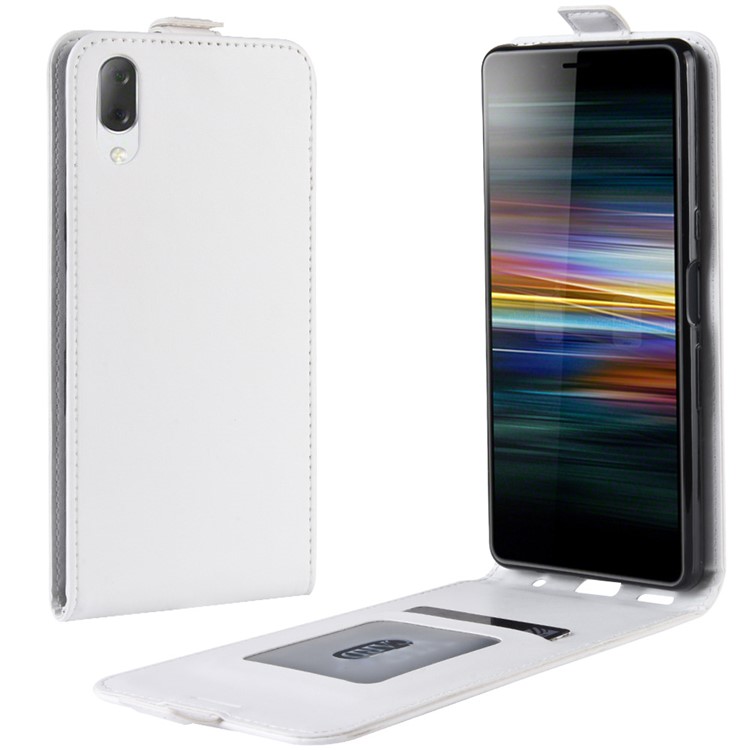 Crazy Horse Vertical Leather Card Holder Case for Sony Xperia L3 - White-1