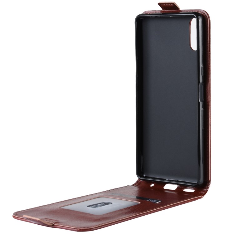 Crazy Horse Vertical Leather Card Holder Case for Sony Xperia L3 - Brown-5