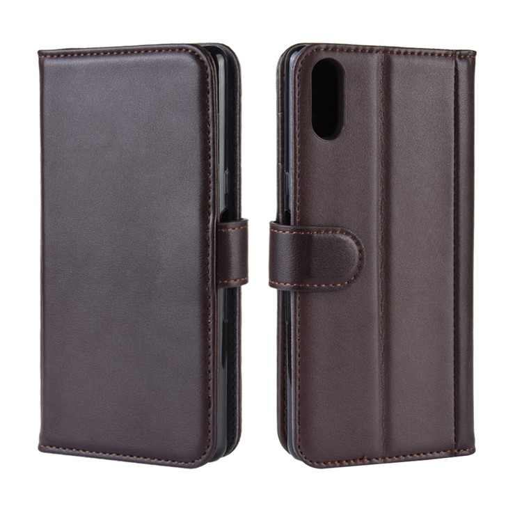 Split Leather Wallet Stand Mobile Phone Cover Shell for Sony Xperia L3 - Brown-2