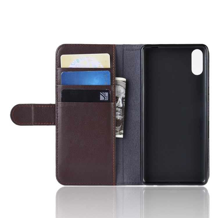Split Leather Wallet Stand Mobile Phone Cover Shell for Sony Xperia L3 - Brown-5