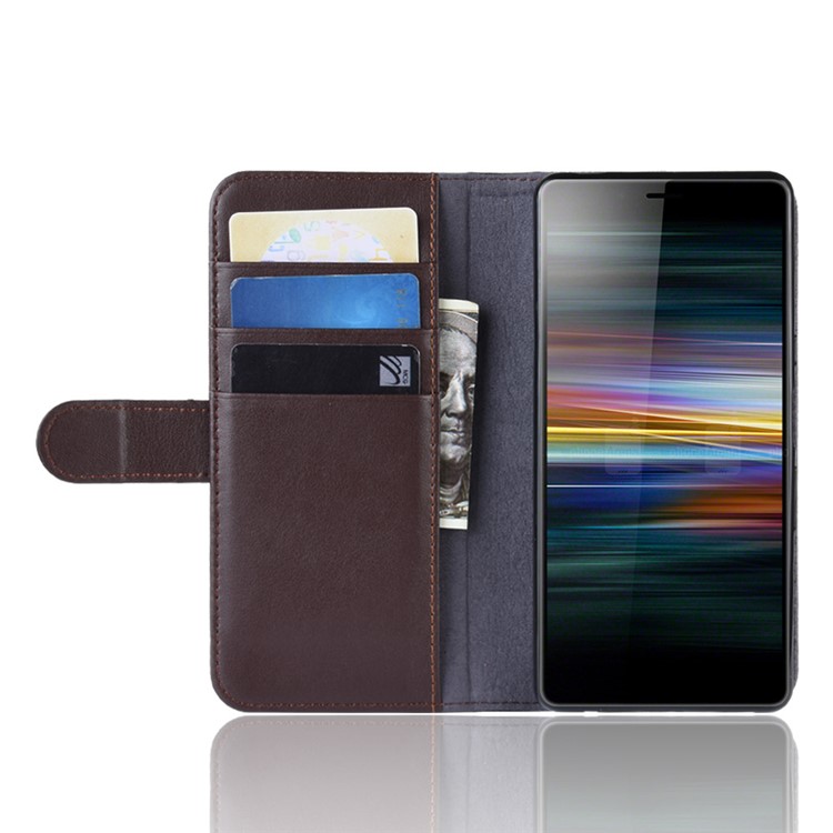 Split Leather Wallet Stand Mobile Phone Cover Shell for Sony Xperia L3 - Brown-6