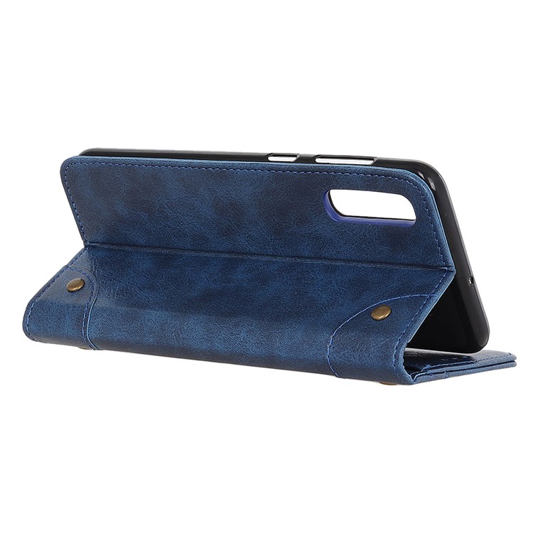 Crazy Horse Auto-absorbed Split Leather Wallet Mobile Case for Sony Xperia L3 - Blue-2