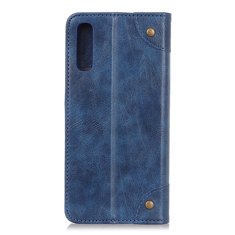 Crazy Horse Auto-absorbed Split Leather Wallet Mobile Case for Sony Xperia L3 - Blue-3