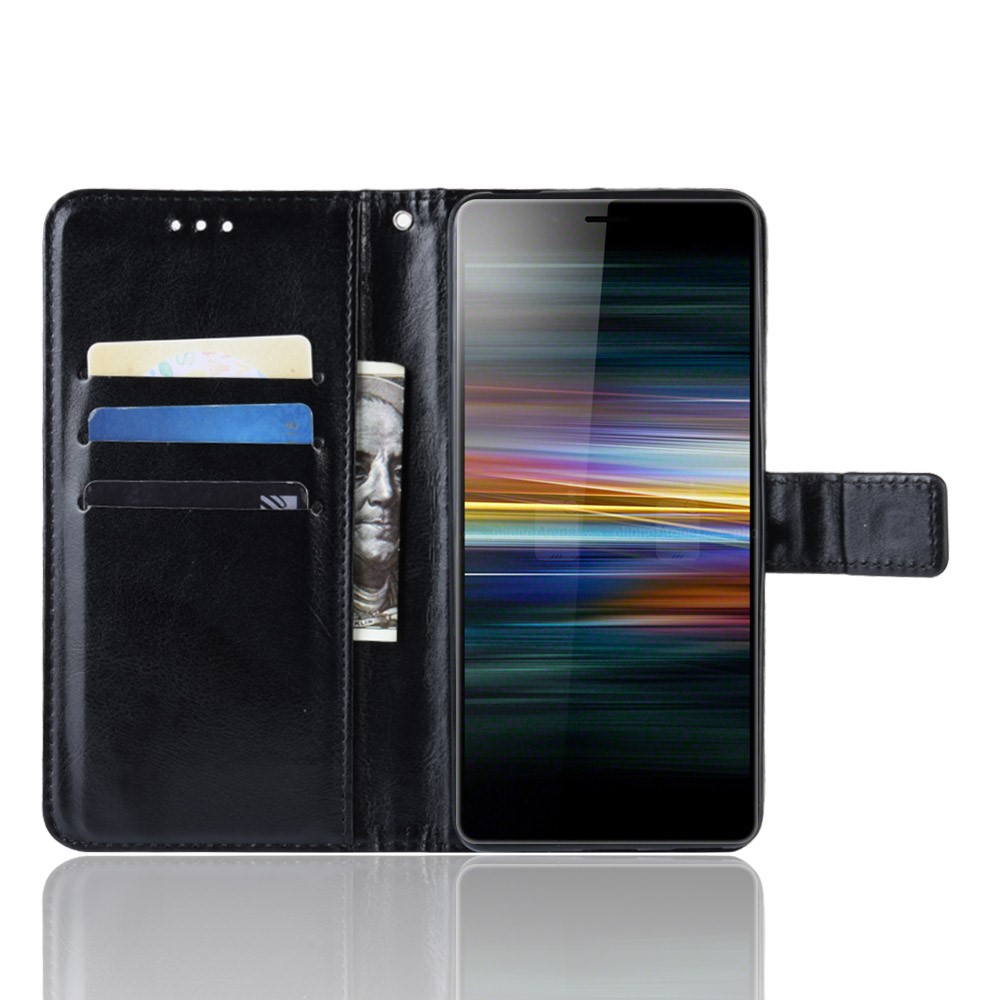Crazy Horse Leather Stand Wallet Case for Sony Xperia L3 - Black-5