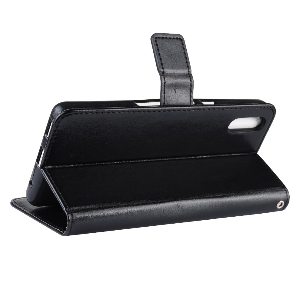 Crazy Horse le Cuir Stand Portefeuille Pour Sony Xperia L3 - le Noir