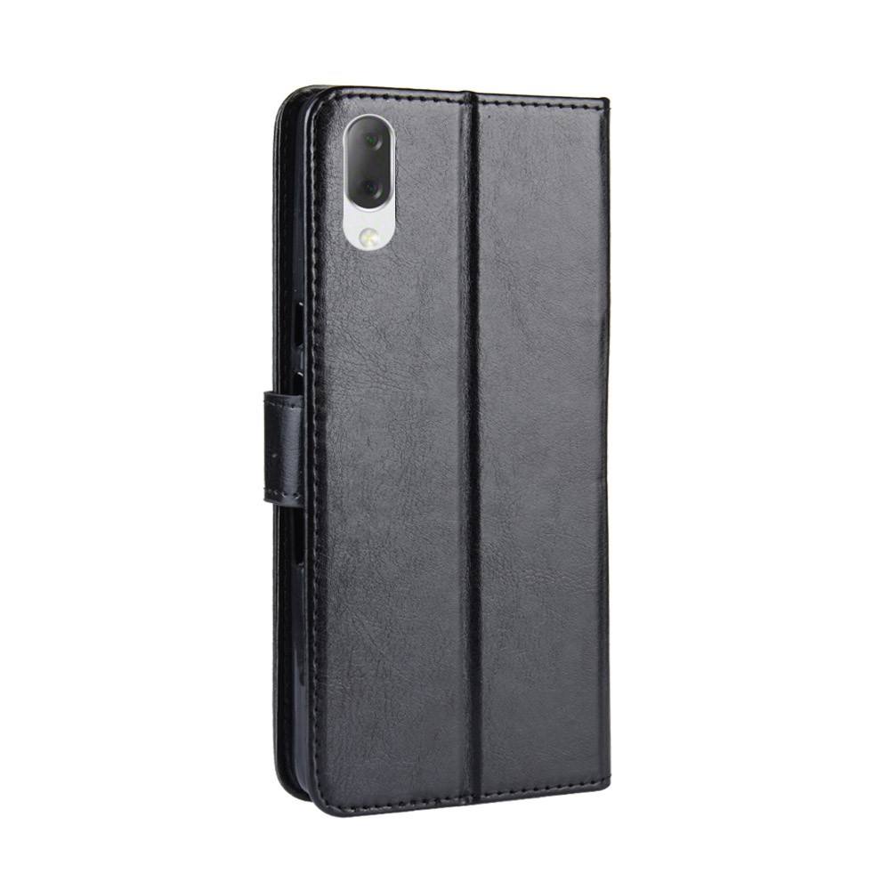 Crazy Horse le Cuir Stand Portefeuille Pour Sony Xperia L3 - le Noir