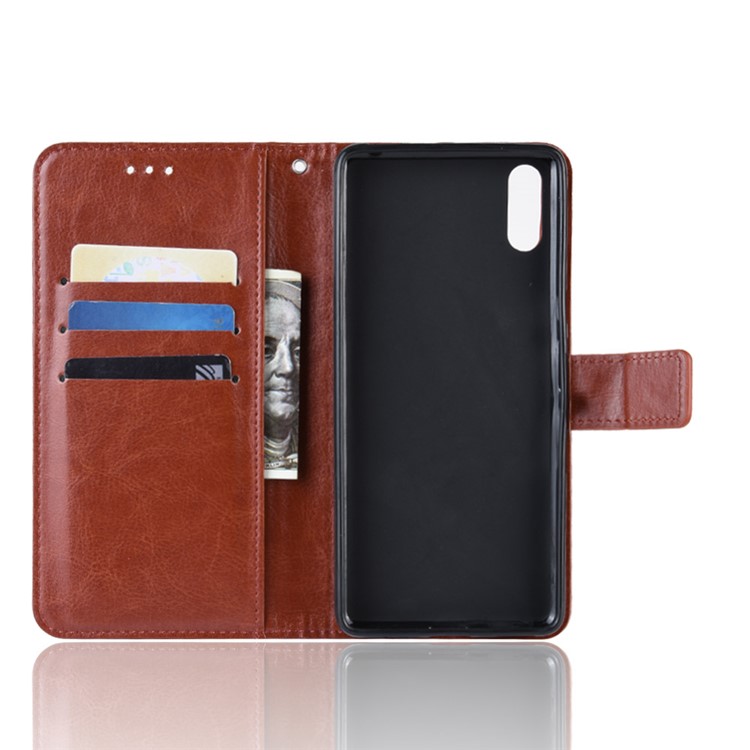 Crazy Horse Leather Stand Wallet Case for Sony Xperia L3 - Brown-4