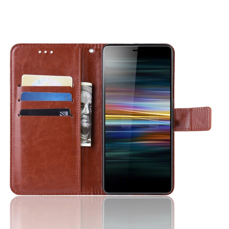 Crazy Horse Leather Stand Wallet Case for Sony Xperia L3 - Brown-5