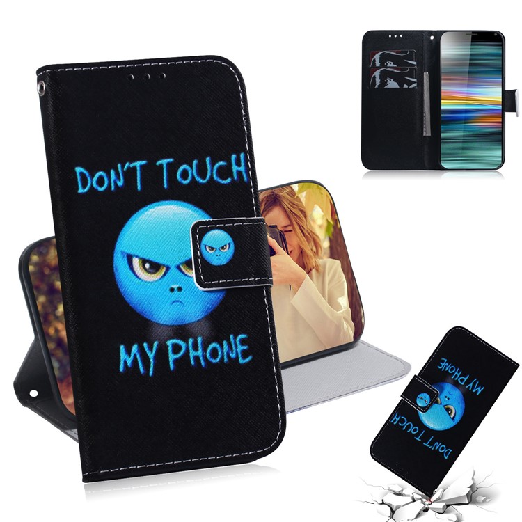 Pattern Printing Leather Wallet Stand Phone PU Leather Case for Sony Xperia 10 - Don't Touch-1