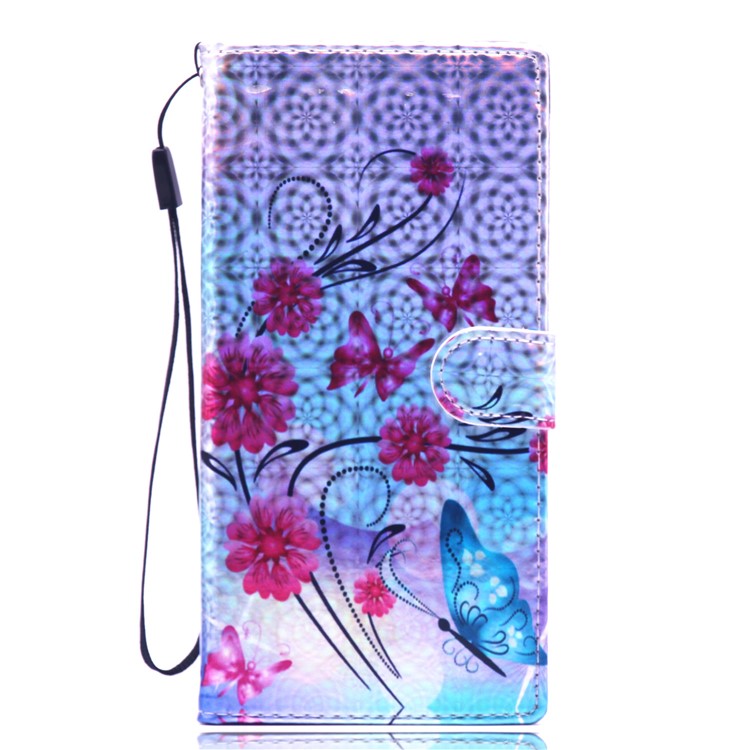 Laser Carving Pattern Printing Leather Wallet Case for Samsung Galaxy S10 Plus - Flower and Butterfly-3