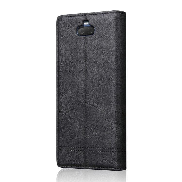 Auto-absorbed Crazy Horse Vintage Leather Stand Case for Sony Xperia 10 - Black-3