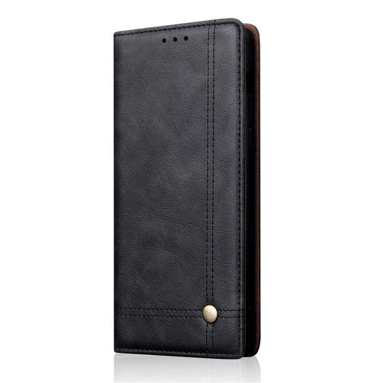 Auto-absorbed Crazy Horse Vintage Leather Stand Case for Sony Xperia 1 - Black-2