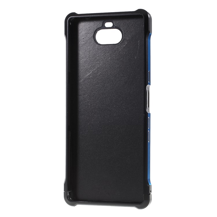 Electroplated Aluminum Alloy Bumper + Carbon Fiber PC Back Panel Slide-on Case for Sony Xperia 10 - Black/Blue-2