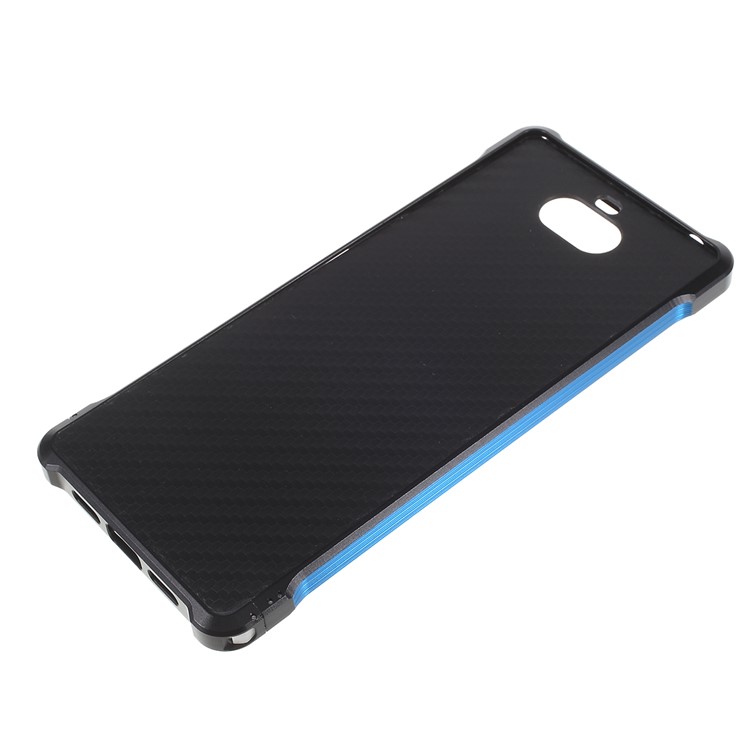 Electroplated Aluminum Alloy Bumper + Carbon Fiber PC Back Panel Slide-on Case for Sony Xperia 10 - Black/Blue-4