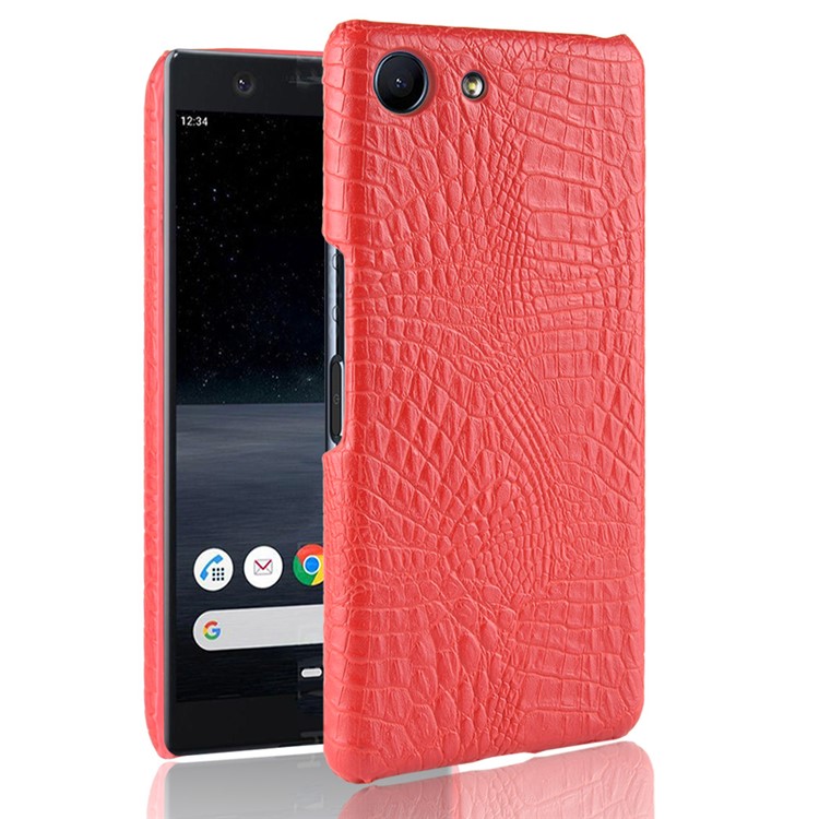 Crocodile Texture PU Leather Coated PC Phone Case for Sony Xperia Ace - Red-1