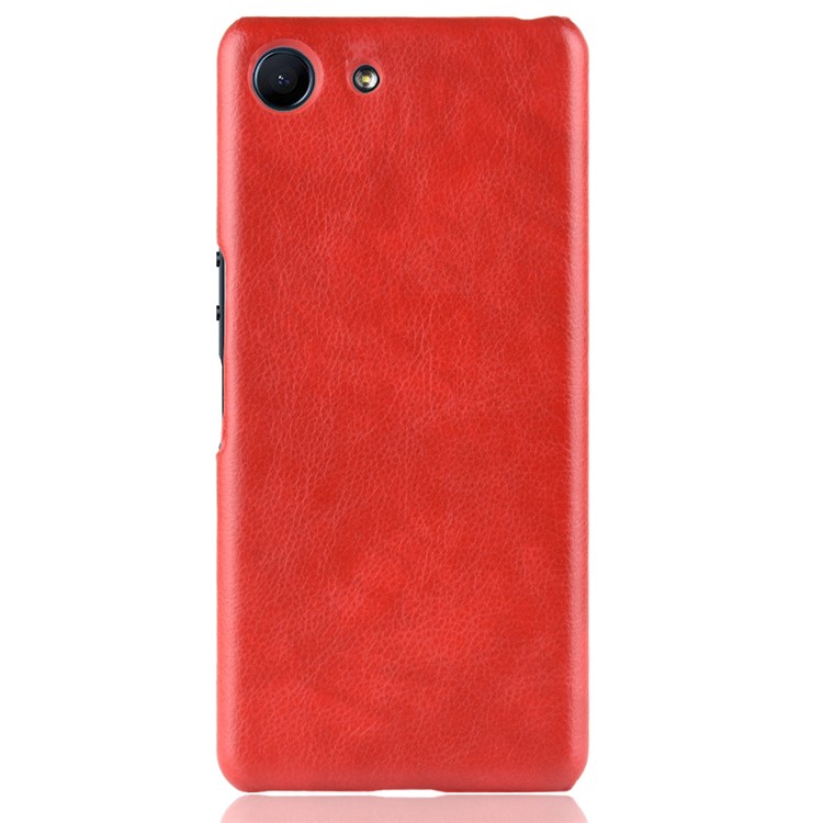 Litchi Texture PU Leather Coated Hard PC Cover Shell for Sony Xperia Ace SO-02L - Red-2