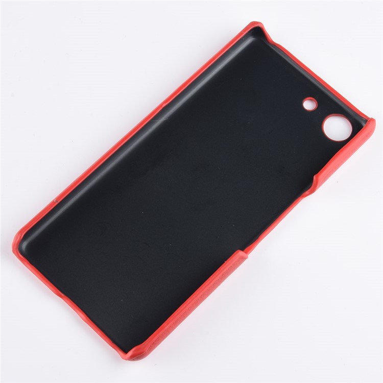 Litchi Texture PU Leather Coated Hard PC Cover Shell for Sony Xperia Ace SO-02L - Red-3