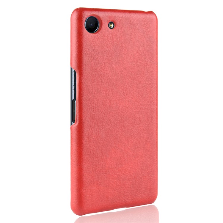 Litchi Texture PU Leather Coated Hard PC Cover Shell for Sony Xperia Ace SO-02L - Red-4