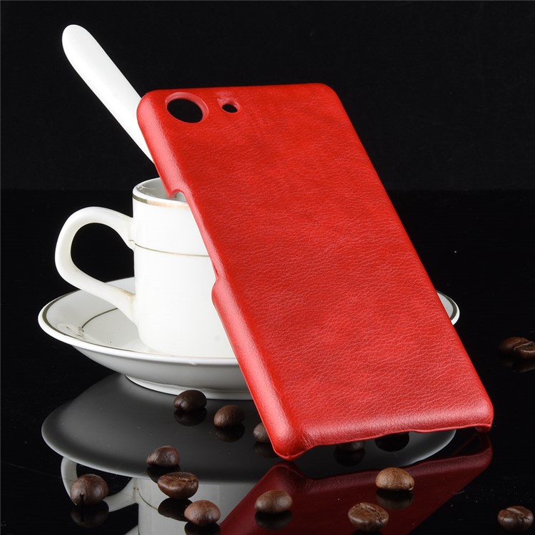 Litchi Texture PU Leather Coated Hard PC Cover Shell for Sony Xperia Ace SO-02L - Red-6