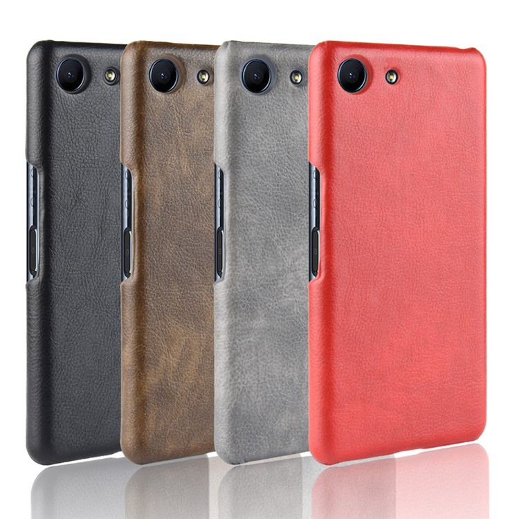 Litchi Texture PU Leather Coated Hard PC Cover Shell for Sony Xperia Ace SO-02L - Red-7