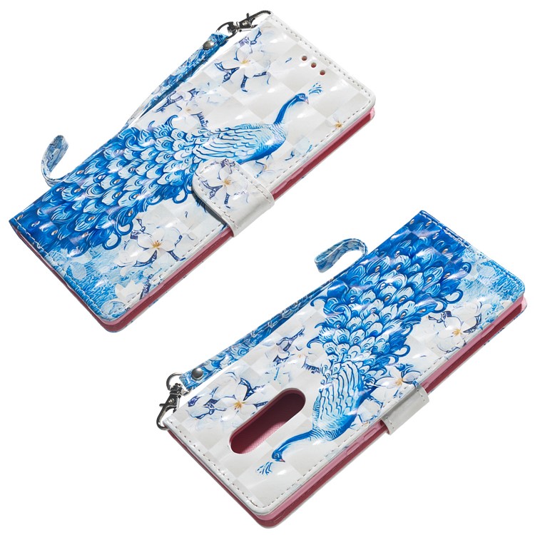 Light Spot Decor Pattern Printing Wallet Flip Leather Phone Case for Sony Xperia 1 - Peacock-6