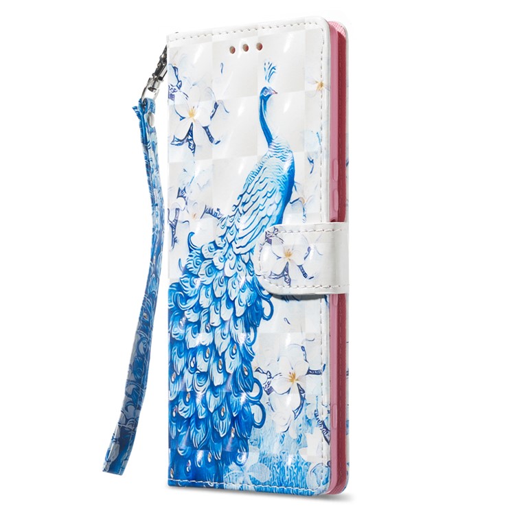 Light Spot Decor Pattern Printing Wallet Flip Leather Phone Case for Sony Xperia 1 - Peacock-8